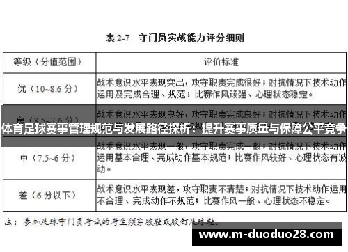 体育足球赛事管理规范与发展路径探析：提升赛事质量与保障公平竞争