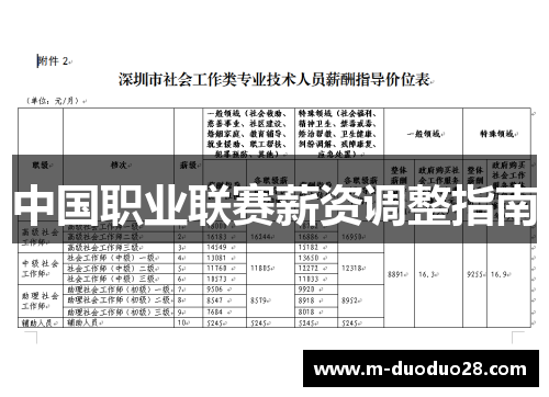 中国职业联赛薪资调整指南